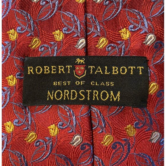 Robert Talbott Best Of Class Nordstrom Red/Blue/Yellow Flower Woven Silk Tie EUC - Picture 9 of 9